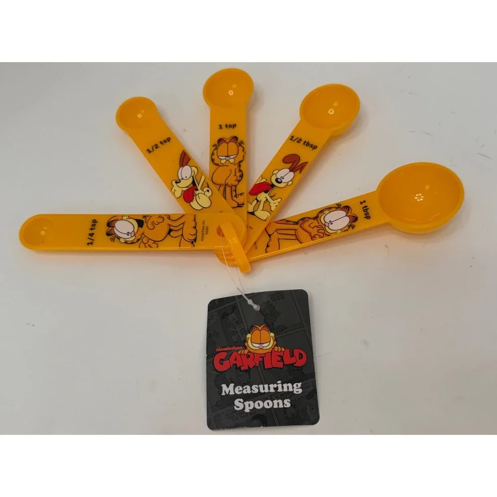 Garfield and Odie Measuring Spoons Set Yellow Nickelodeon Kitchen 5 Piece NEW